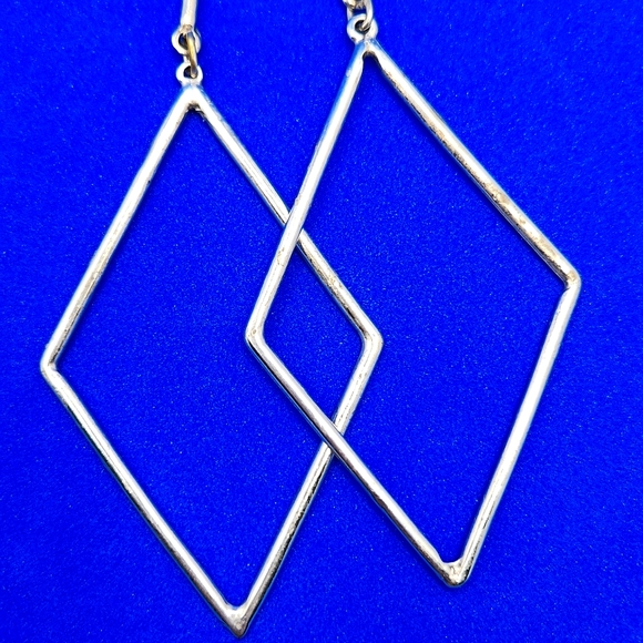 Silver Triangle Drop Earrings - Picture 4 of 6